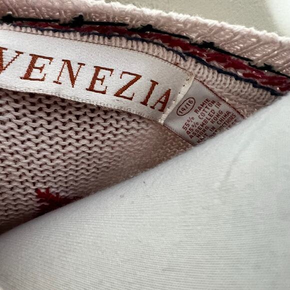 Vintage 90s Venezia Sweater 14/16 Grandmacore USA Flag Cross Stitch Cottagecore - Picture 8 of 10